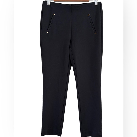 Chico's Pants - Chico's Black Minimalist Knit Trousers With Stylish Pockets Trimmed In Gold Sz 4